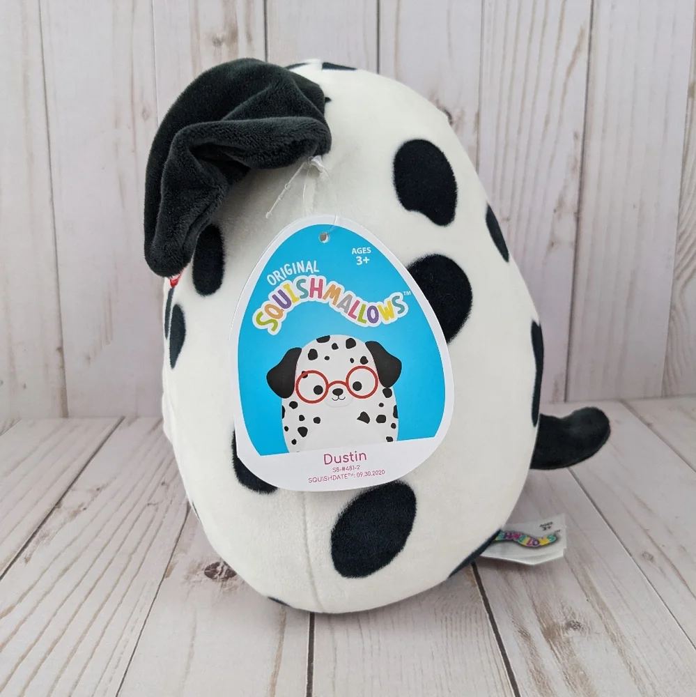 Kellytoy Squishmallows Dustin the Dalmatian Red Glasses New 8" - Picture 3 of 9